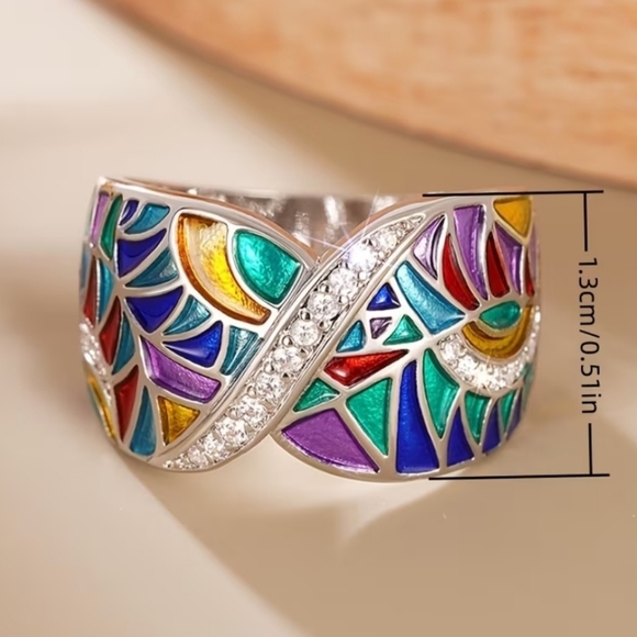 Hip Hop Multicolored Wide Ring - Picture 6 of 6